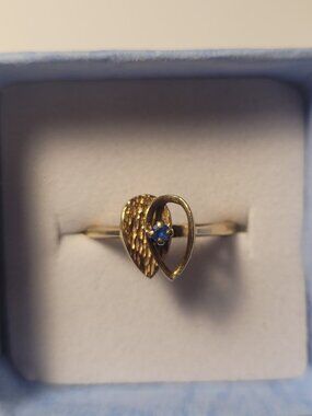 Blue Spinel Stone Gold Vintage Ring 10k Yellow Gold
